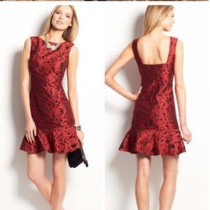Ann Taylor red jacquard dress
